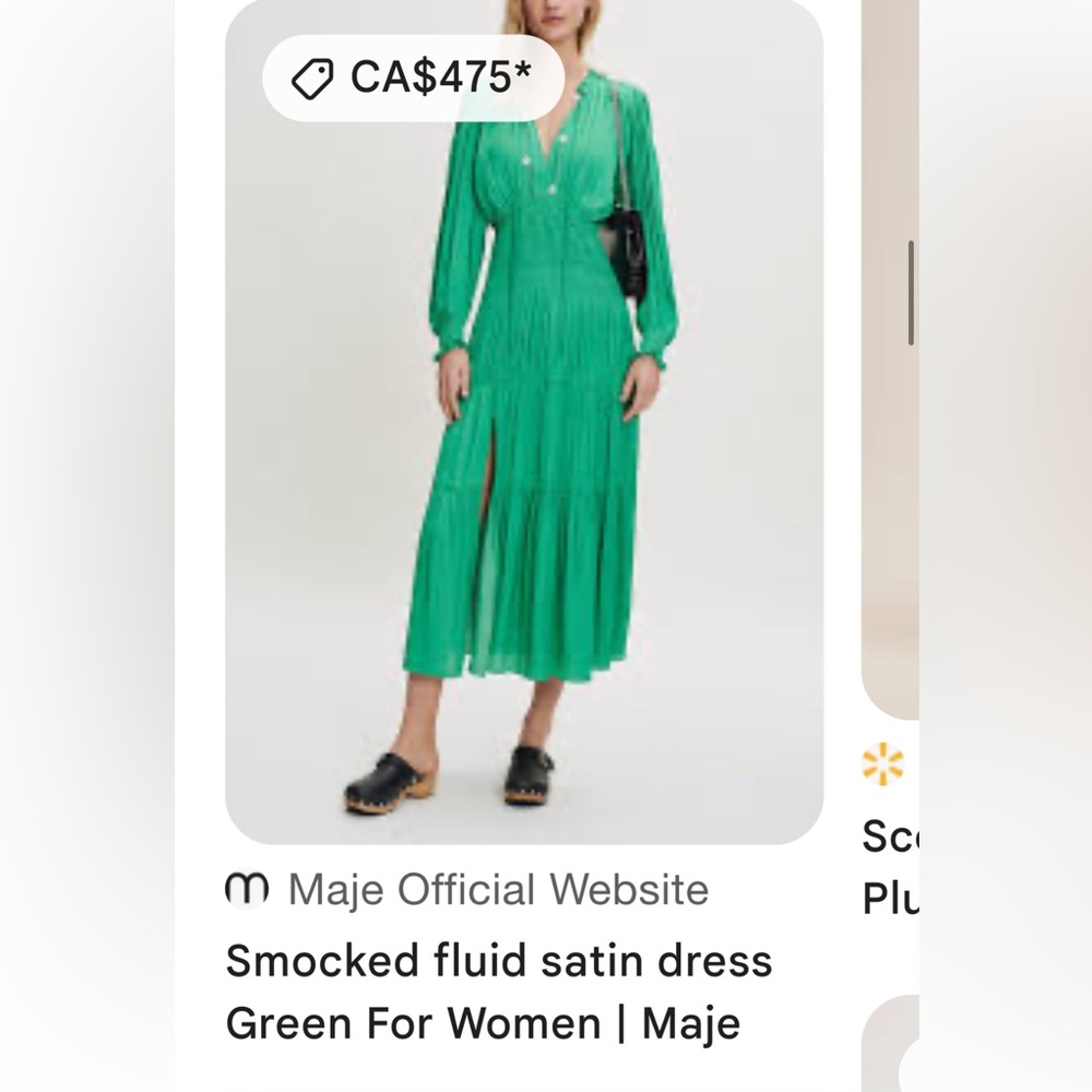 💚🎄Maje Smocked fluid Satin dress 38 US 4